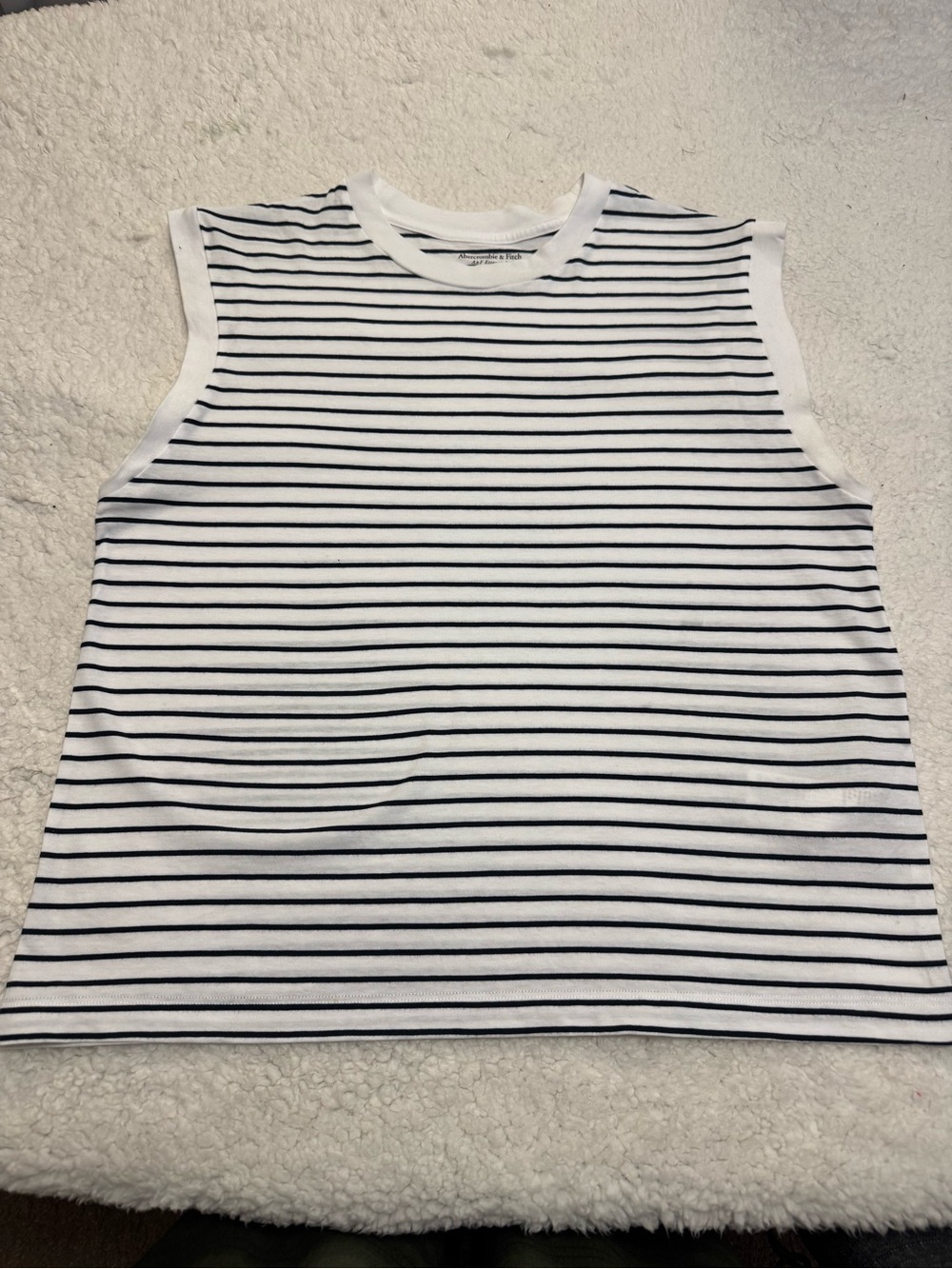 Abercrombie & Fitch White and Black Striped Muscle Tee